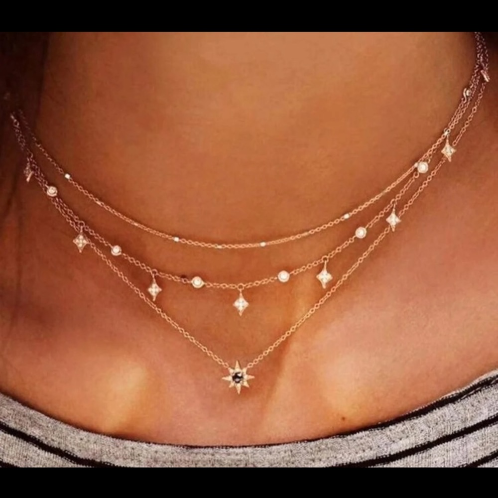 Star charm layered chain necklace